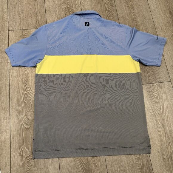 Footjoy Golf Polo Shirt Mens Large Colorblock Blue Yellow Black Athletic Casual - Picture 8 of 8